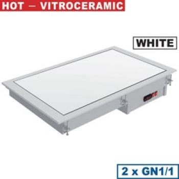 IN/VCX08-PWT (25) Einbau Warmhalteplatte Glaskeramik weiss 2 GN 1/1